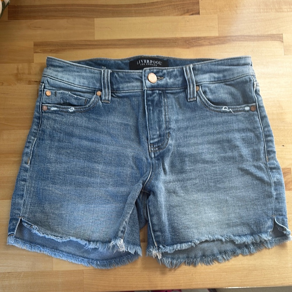 Liverpool Women's Distressed Blue Jean Shorts